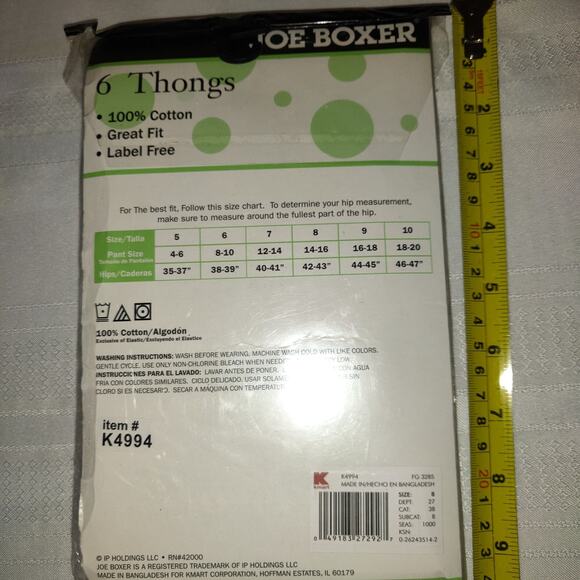 Joe Boxer Cotton Thong Panties SIZE 8 New In Package 6 Pair Kmart Fits 14-16 NIP - Picture 3 of 7
